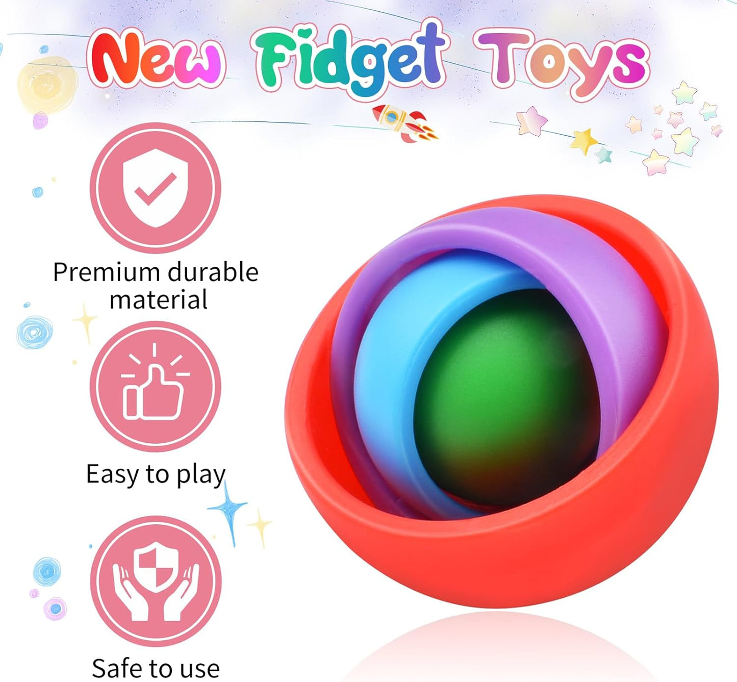 Fidget Toys for Kids, Fidget Gyro for Adults, Gifts for Boys Girls Teens Kids Valentine's Day Easter Basket Stuffers, ADHD Autism Stress Relief Finger Toys Classroom