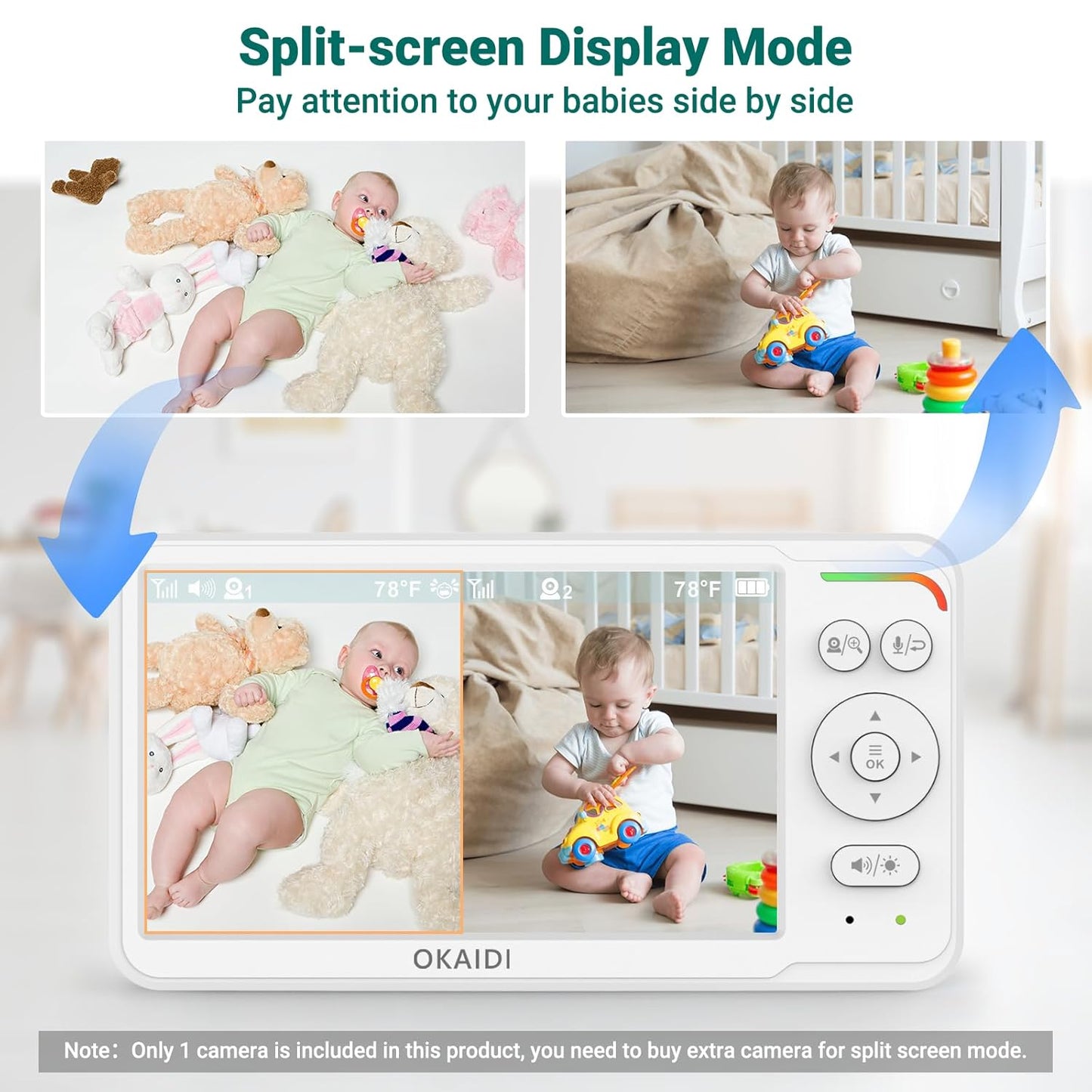 Baby Monitor with Camera and Audio,6" IPS Screen Baby Camera Monitor with 30H Battery,1000ft Range,Night Vision,Baby Monitor No WiFi,2-Way Talk & 150 Languages Support(Ideal for Home & Travel)