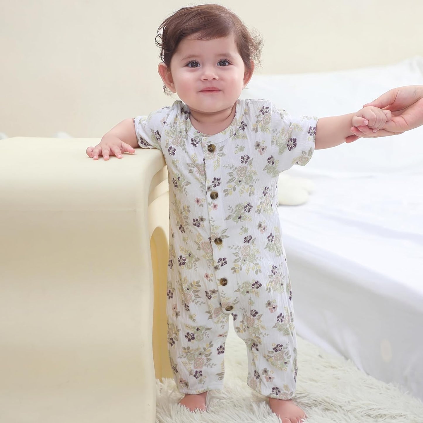 Baby Girl Romper Button Jumpsuit Summer Infant Boy Clothes for 0-24 Months
