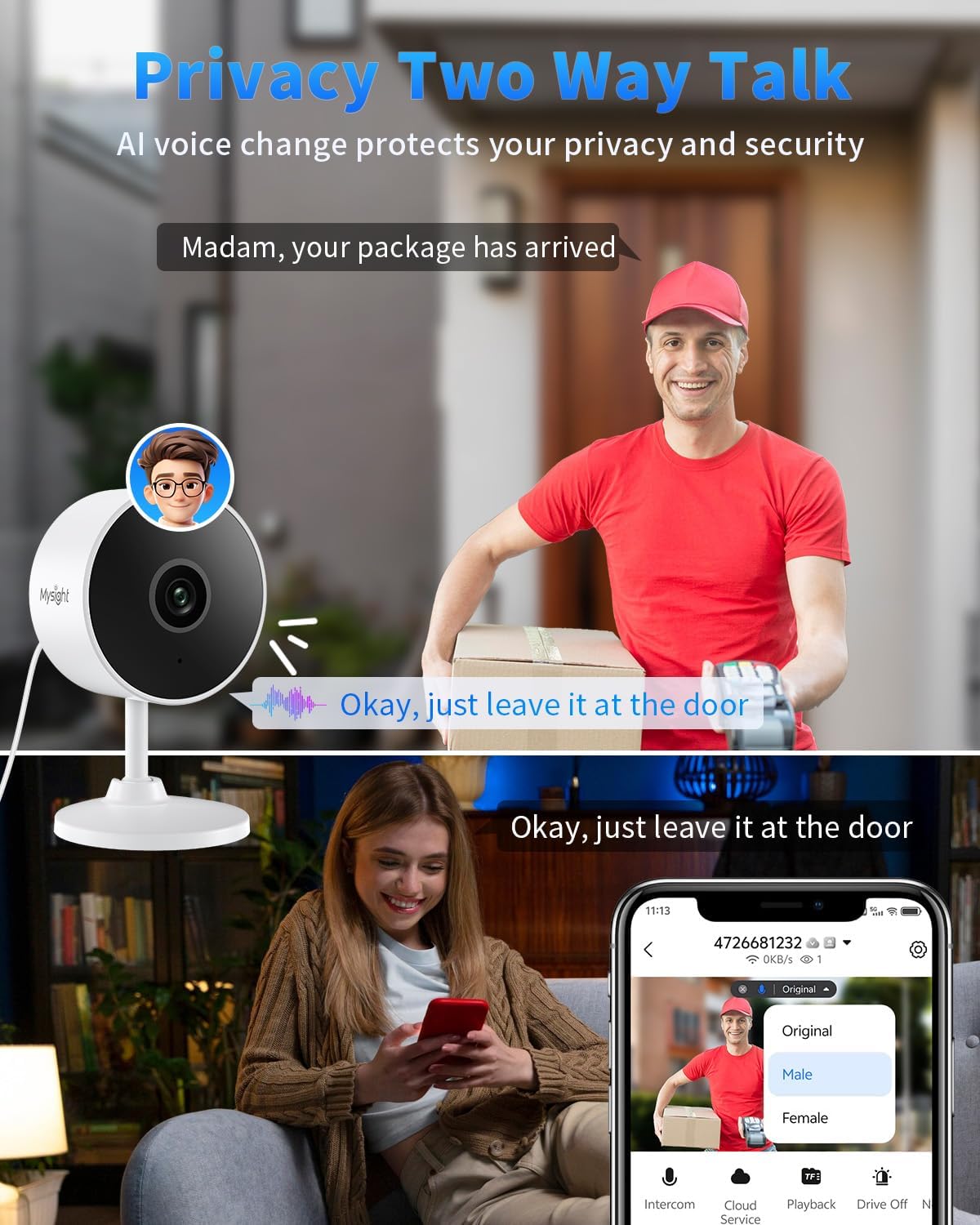 [5G & 2.4G] 2K Indoor Security Cameras for Home Security, AI Voice Change for 2-Way Talk, Motion Detection, Night Vision, 24/7 SD Recording/Cloud Storage, Baby Monitor/Dog/Pet Camera with Phone App