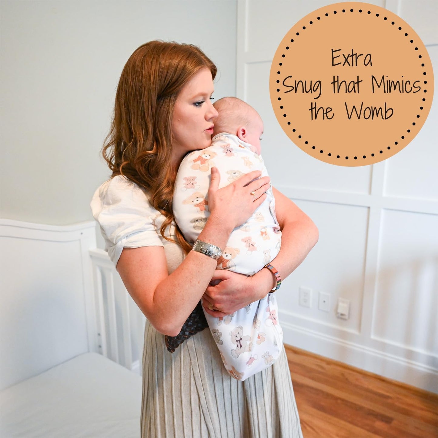 LollyBanks Baby Swaddles, 100% Organic Cotton Sleep Swaddle Sacks 0-3 Months, Newborn Swaddles with Easy Change Zipper, Swaddle Blanket Wrap, Baby Registry Must Haves (Teddy Bear Print)