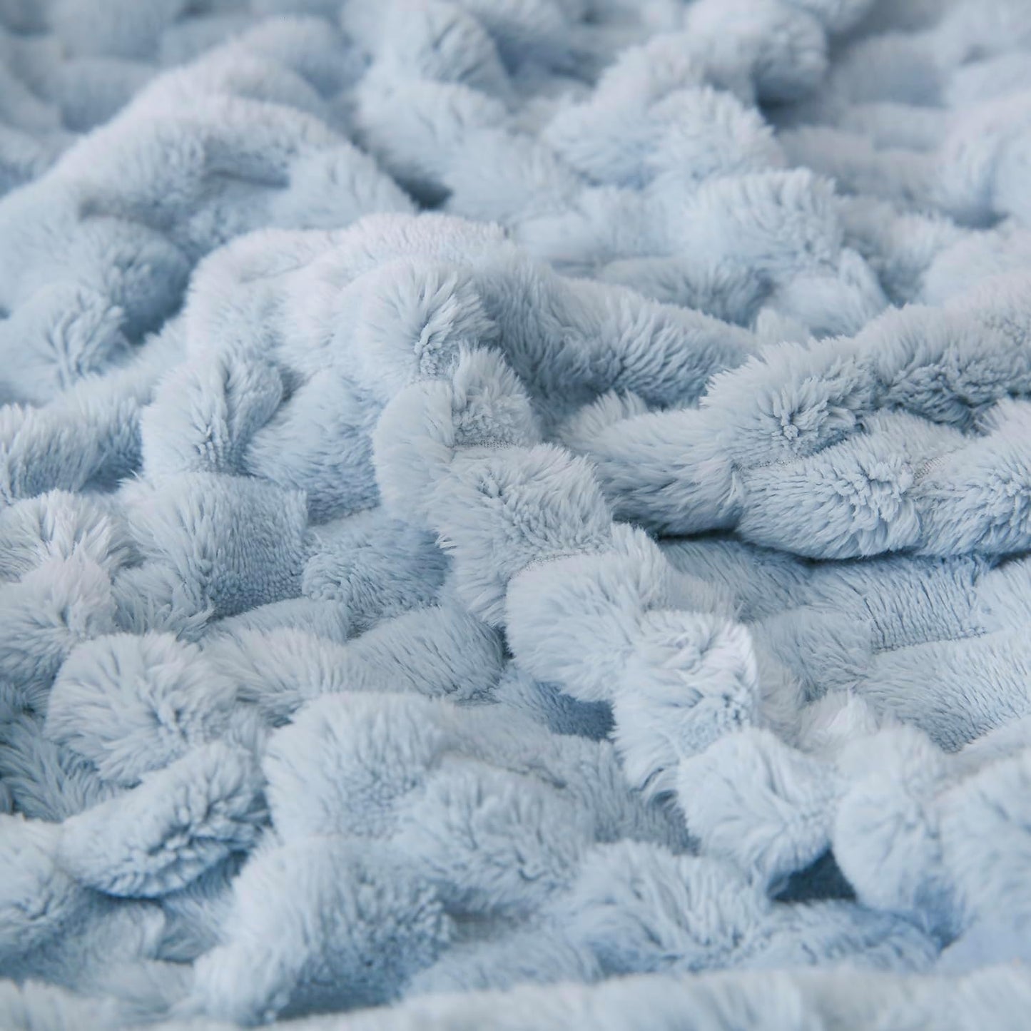 HOMRITAR Baby Blanket for Boys or Girls 3D Jacquard Fluffy Fuzzy Soft Warm Cozy Flannel Fleece Warm Blanket for Nursery, Stroller Toddler Bedding (30 x 40 Inch, Blue)