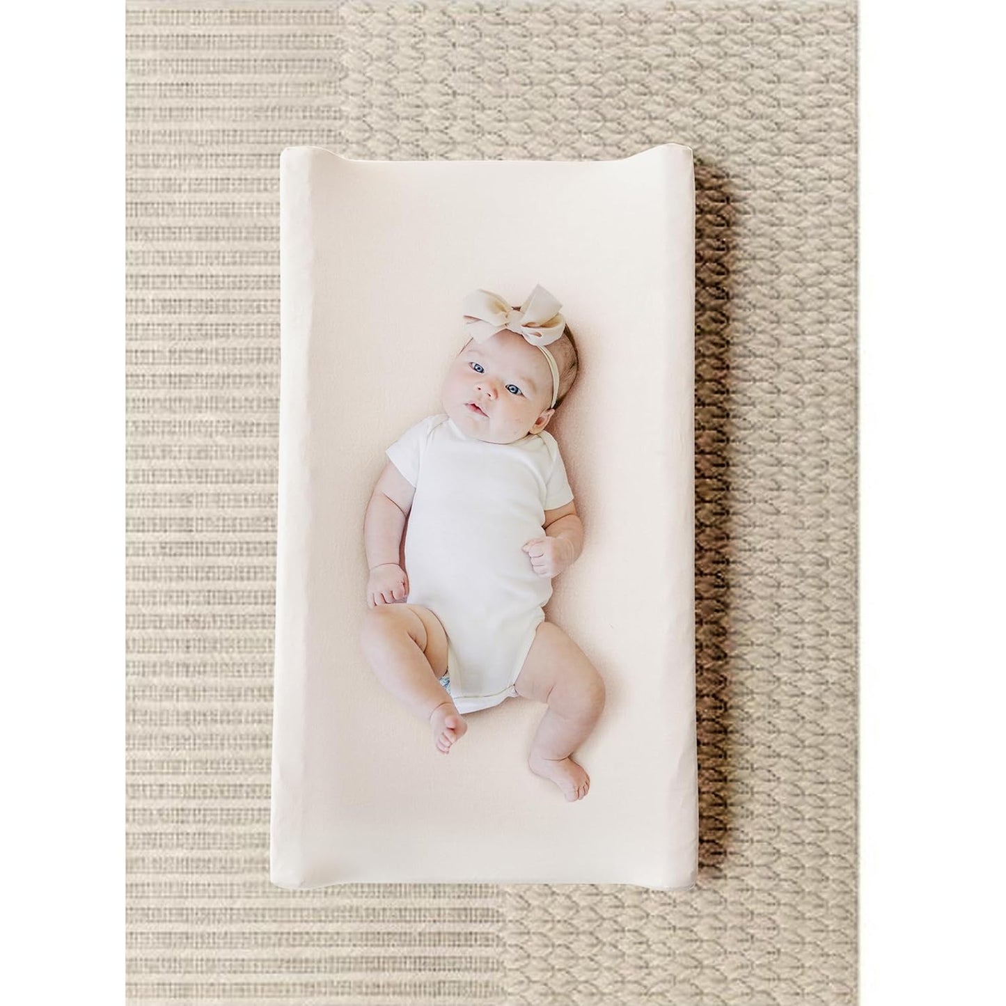 Konssy 2 Pack Stretchy Changing Pad Covers for Girl, Boy, Silky Soft Changing Table Cover, Breathable Baby Nursery Diaper Chang Pad Sheets (Brown,Beige)