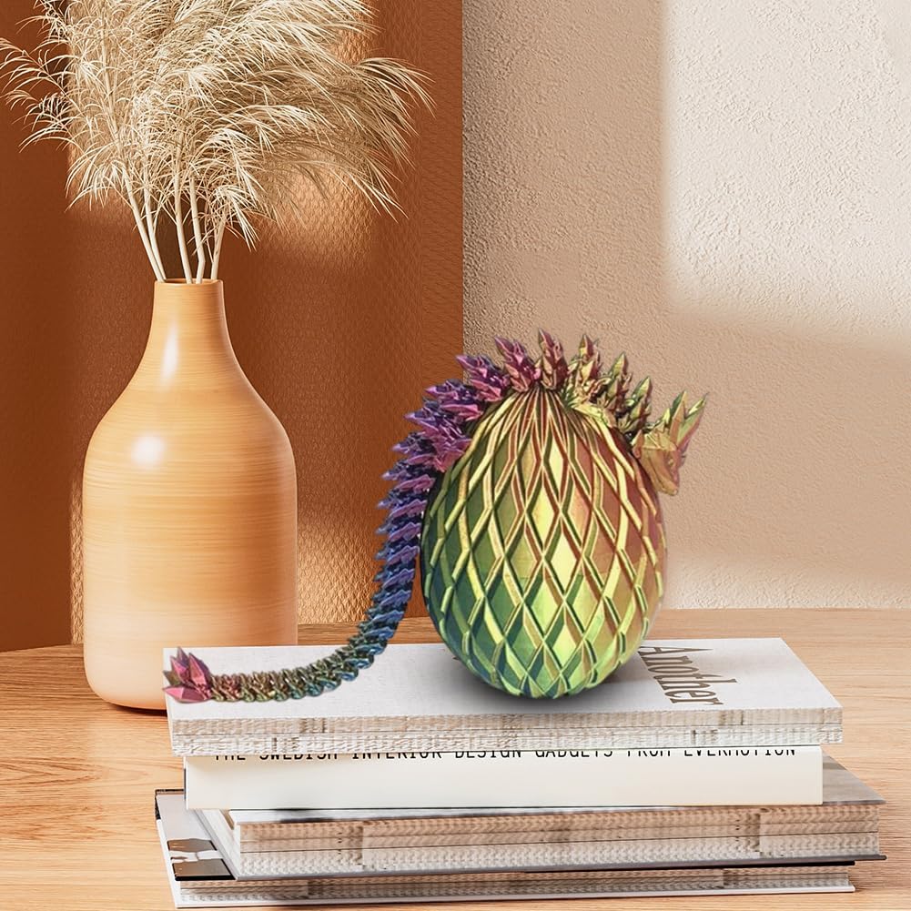 3D Printed Dragon Egg,Dragon Eggs with Dragon Inside,Crystal Dragon Fidget Toys,Full Articulated Dragon Dragon in Egg,Adults Fidget Toys for Autism ADHD (3 Colors red Yellow Blue)
