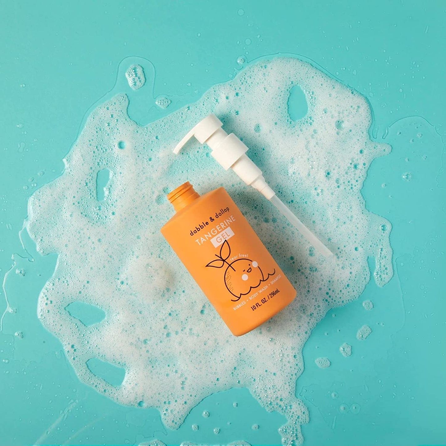 Dabble & Dollop Tangerine Body Wash & Shampoo – 3-in-1 Natural Bubble Bath for Kids, Made in USA, No Parabens or Sulfates, Vegan, Gluten-Free, Tear-Free (10oz, Pack of 2)