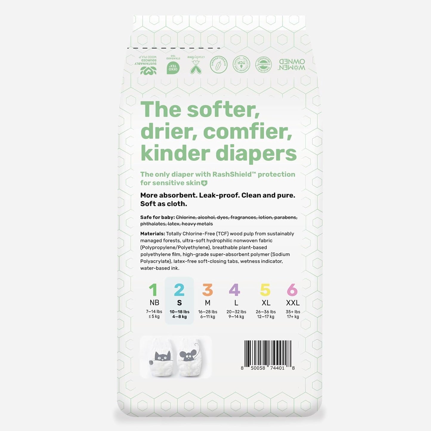 PARASOL Clear+Dry Disposable Diapers | RashShield Protection, Leakproof Design, Hypoallergenic Diaper Set | Size 2 (10-18 lbs.) 72 Count