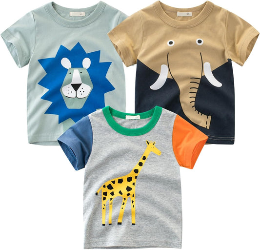 Boys' 4-Pack Excavator Short Sleeve Crewneck T-Shirts Top Tee Size 2-7 Years Toddler Boys' Value Pack Cotton T-Shirt