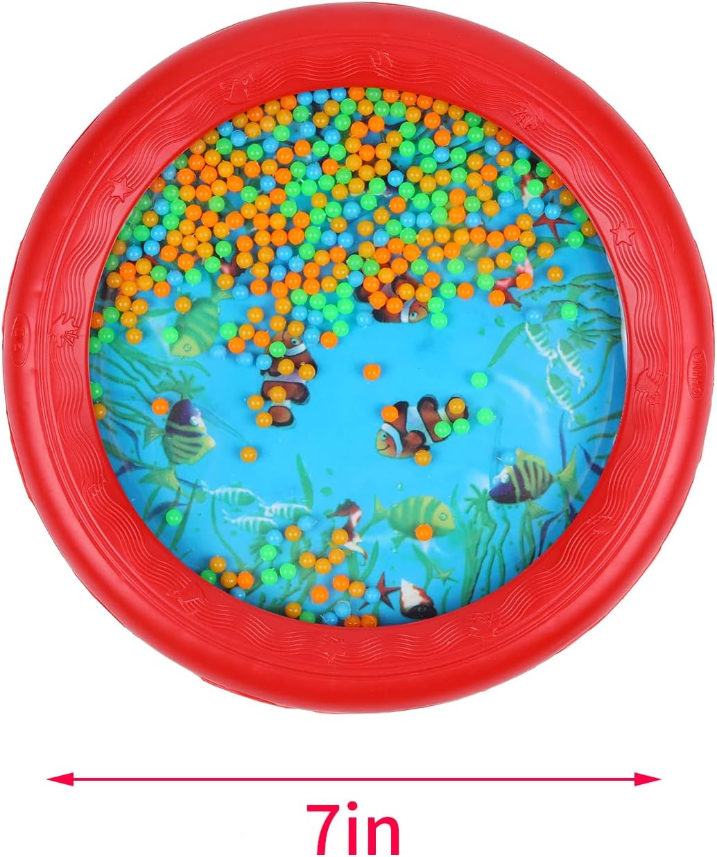 Musfunny Ocean Drum Wave Bead Drums Gentle Sea Sound Music Gift Musical Educational Sea Sound Drum Tool for Kid Child Baby (Red)