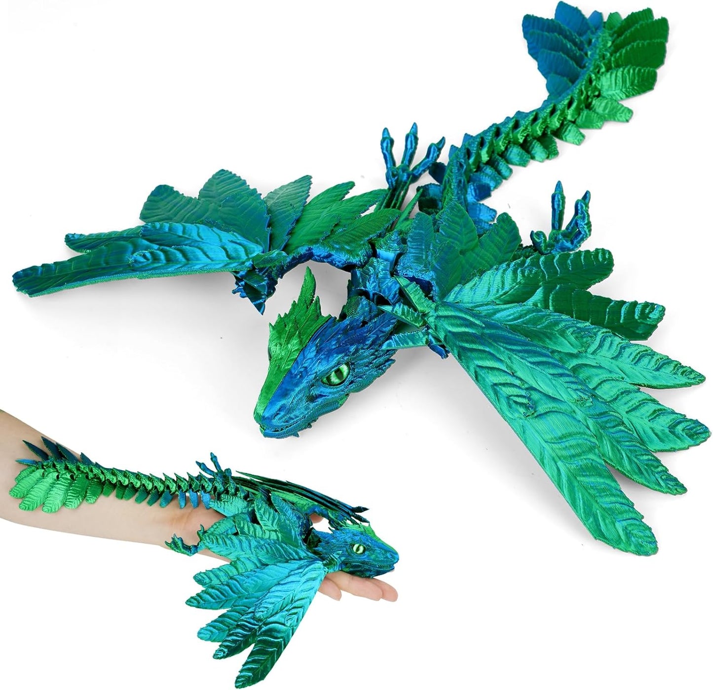 3D Printed Dragon with Wings,3D Printed Animals Toy,3D Printed Flexible Dragons,Crystal Dragon Fidget Toys,Full Articulated Dragon Crystal Dragon ,Adults Fidget Toys for Autism ADHD,Home Office Decor