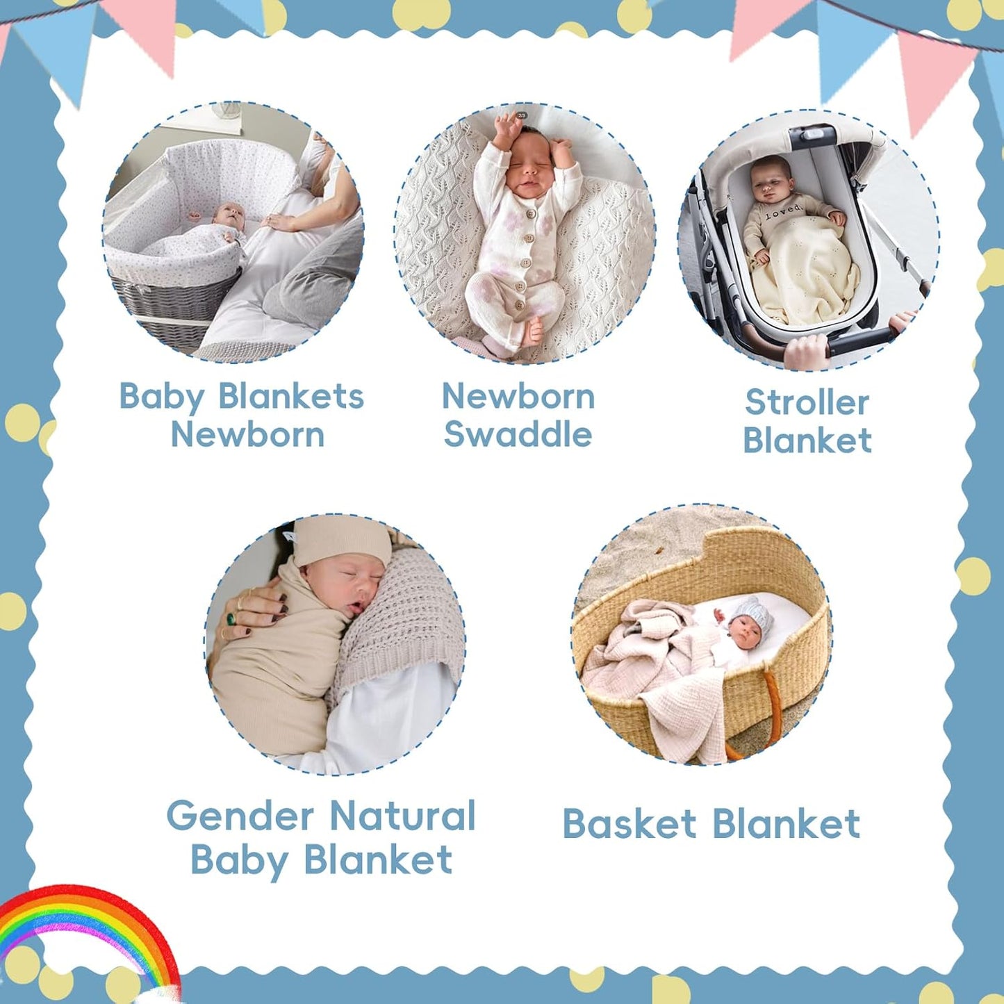 Booulfi Knit White Baby Blankets Neutral,Crib Stroller Newborn Blankets for Boys Girls,Cotton Lace Crochet Winter Blanket Nursery Blanket New Baby Essentials, 38X39