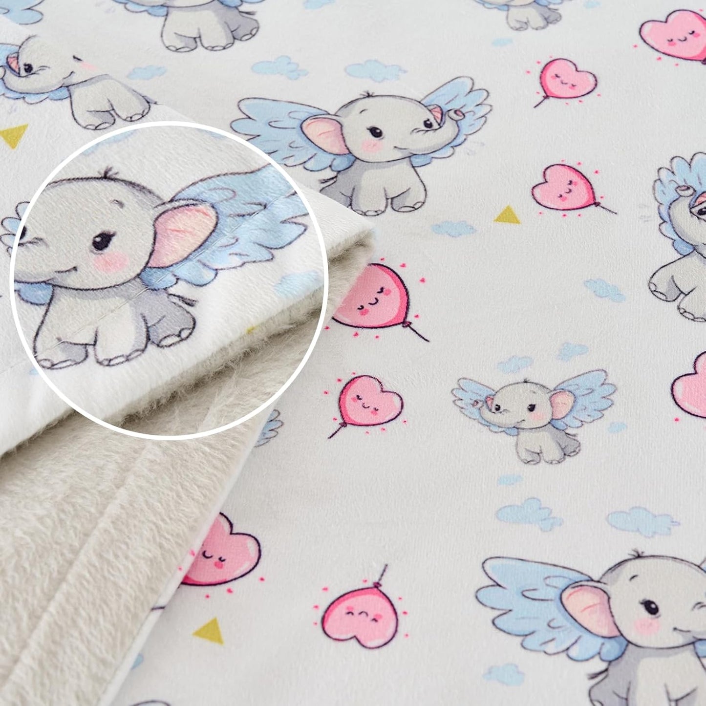 Baby Blanket 30x40 Inch Soft Double Layer Fleece Throw with Cute Grey Elephant Gender Neutral Crib Blanket for Infant, Toddler, Newborn Baby Girl or Boy Shower Gift