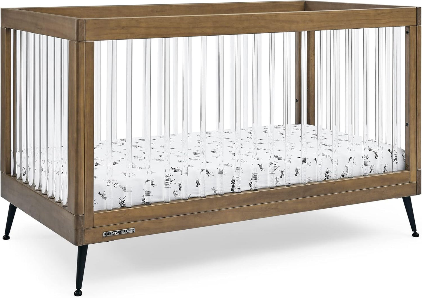 Delta Children Sloane 4-in-1 Acrylic Convertible Crib - Greenguard Gold Certified, Acorn/Matte Black