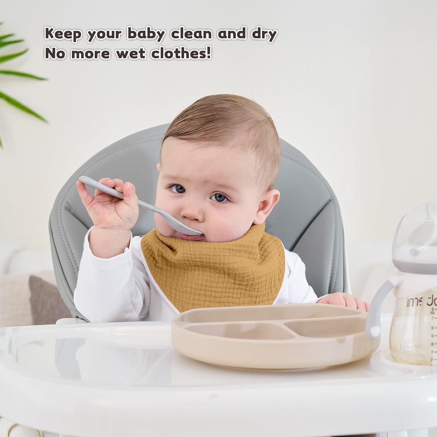 Susurration Muslin Baby Bibs 10Pack Baby Bandana Drool Bibs Soft Adjustable Newborn Bibs for Unisex Baby Girls & Boys (Multicolored)