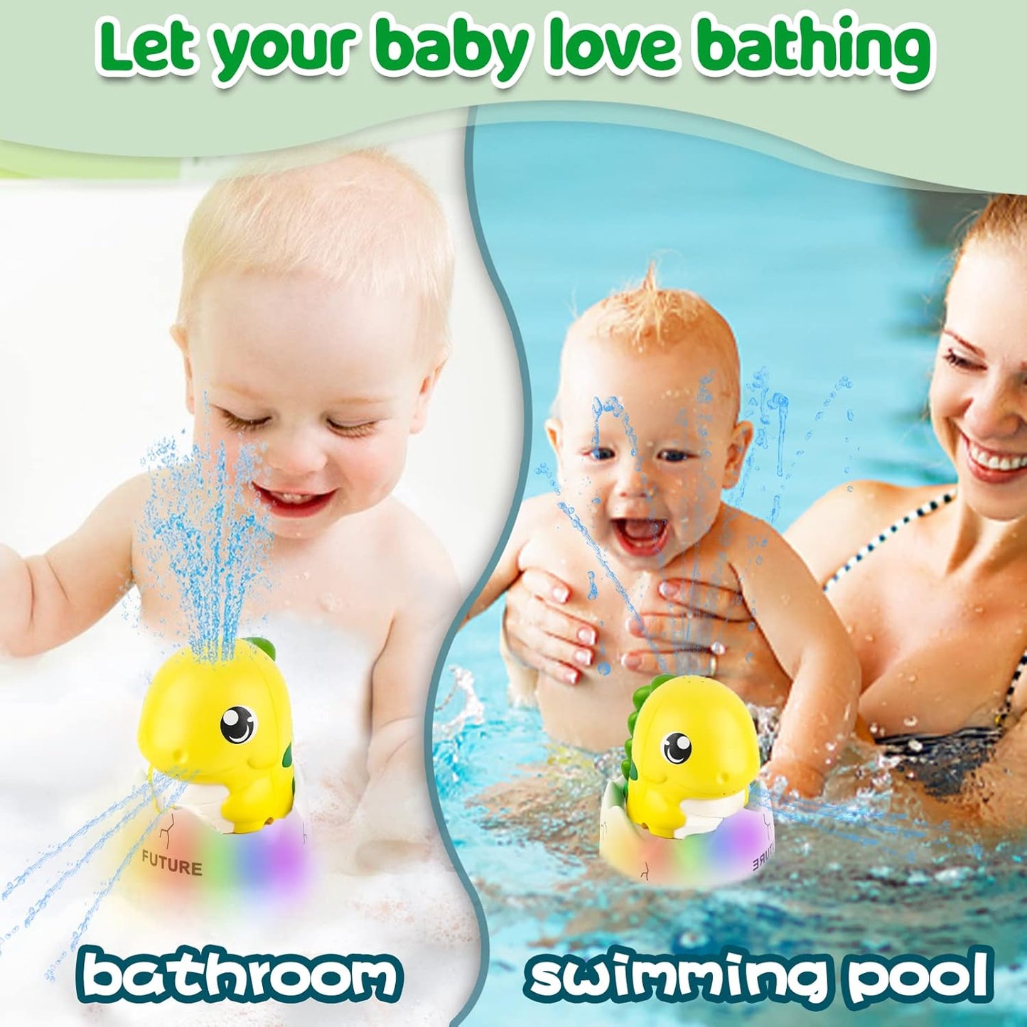 ZHENDUO Baby Bath Toys, Rechargeable Bath Toys, Whale Spray Water Bath Toy, Sprinkler Bathtub Shower Toys for Toddlers Kids Boys Girls, Pool Toy for Baby (Yellow)