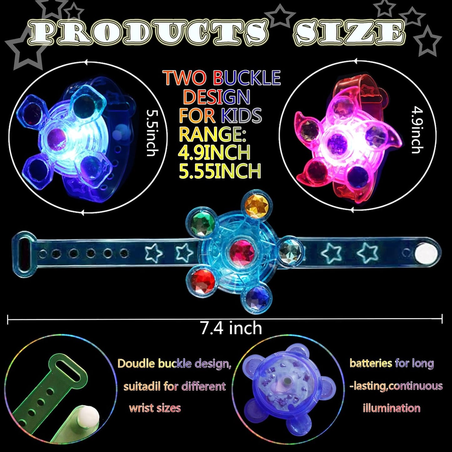 24 Pack LED Light Up Fidget Spinner Bracelets and DIY Deformable Robot Fidget Spinners,Stress Relief Toy for Kids Adults,Party Supplies,Treasure Box Toys for Classroom, Birthday Gifts
