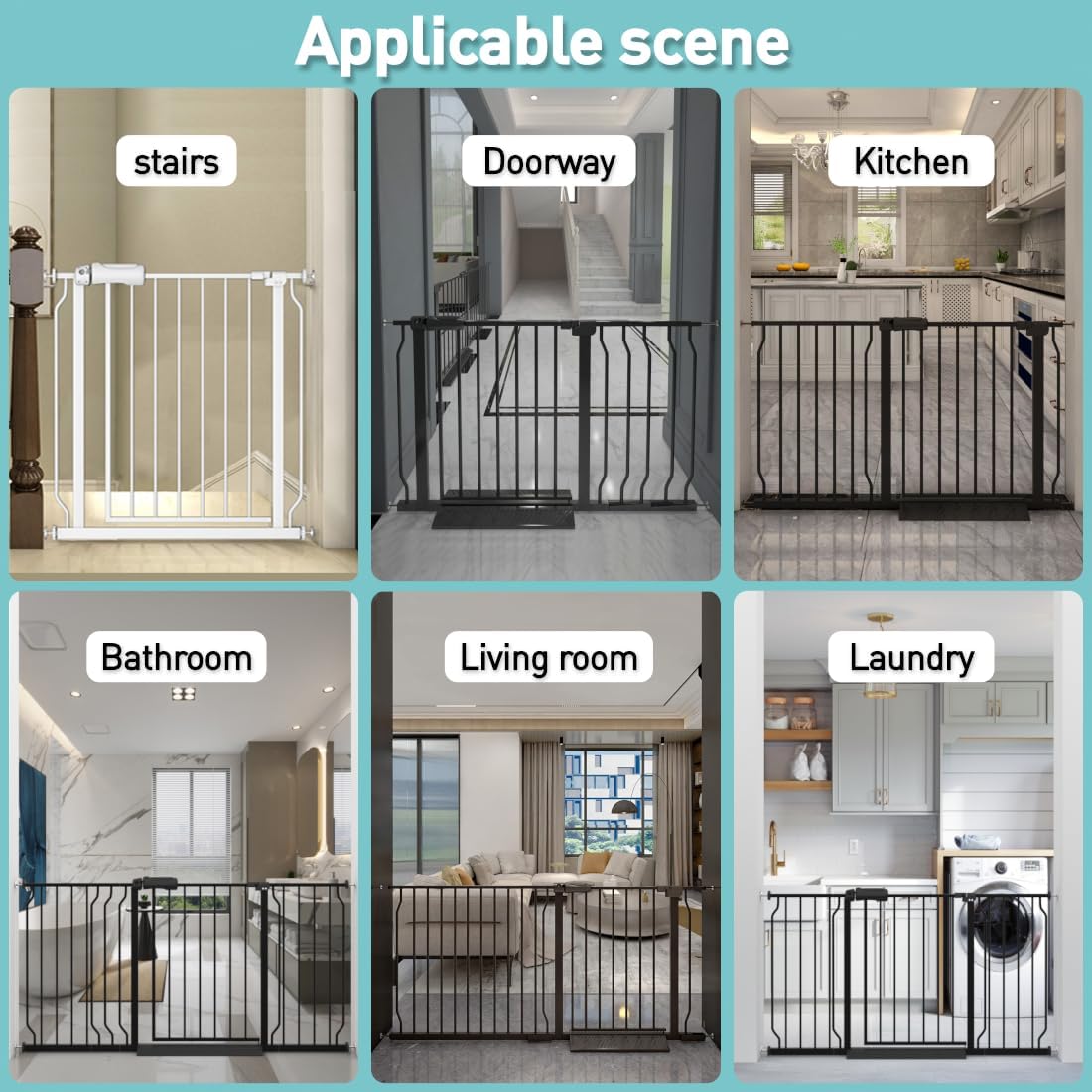 WAOWAO Baby Gate 48.03-52.72" Extra Wide Pressure Mounted Walk Through Swing Auto Close Safety White Metal Toddler Kids Child Dog Pet Puppy for Stairs,Doorways,Kitchen