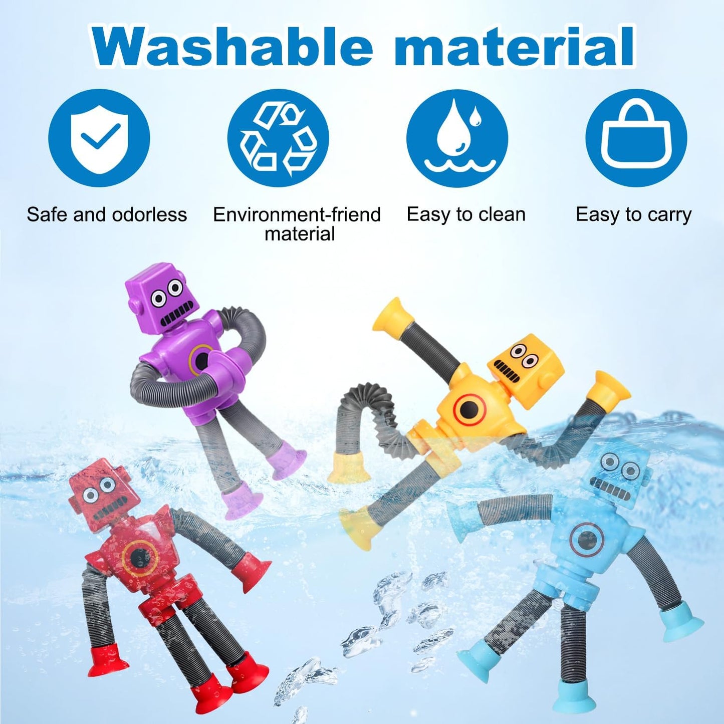 Telescopic Robot Suction Cup Toy, Pop Tubes Fidget Toys for Kids,Shape Changing Tube sensory Toys,Autism Sensory Toys,Imagination creativity educational toys for for Girls & Boys