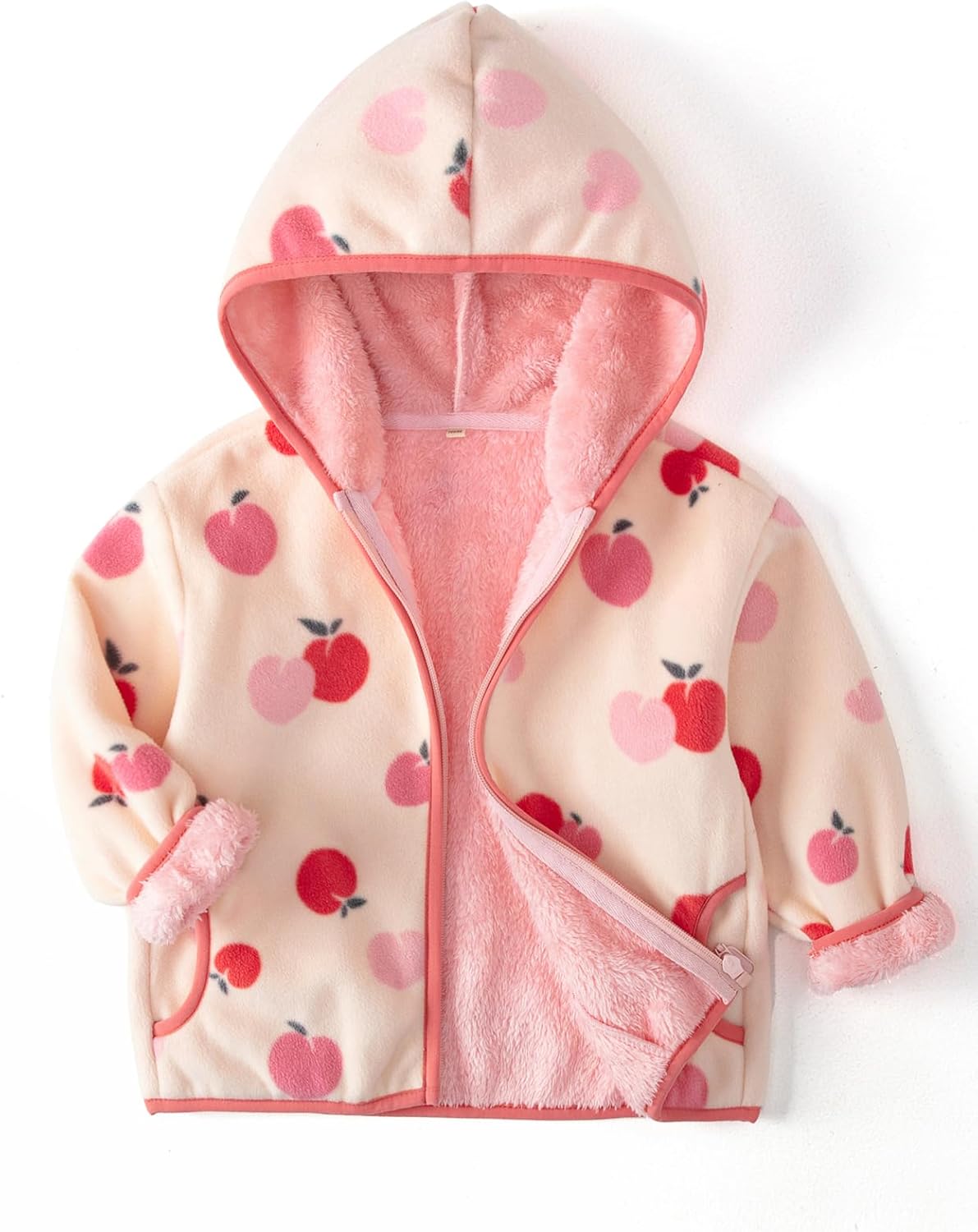 Toddler Printed Polar Fleece hooded Jacket Baby Boys Girls Kids Winter Warm Spring Autumn Outerwear Soft Lightweight