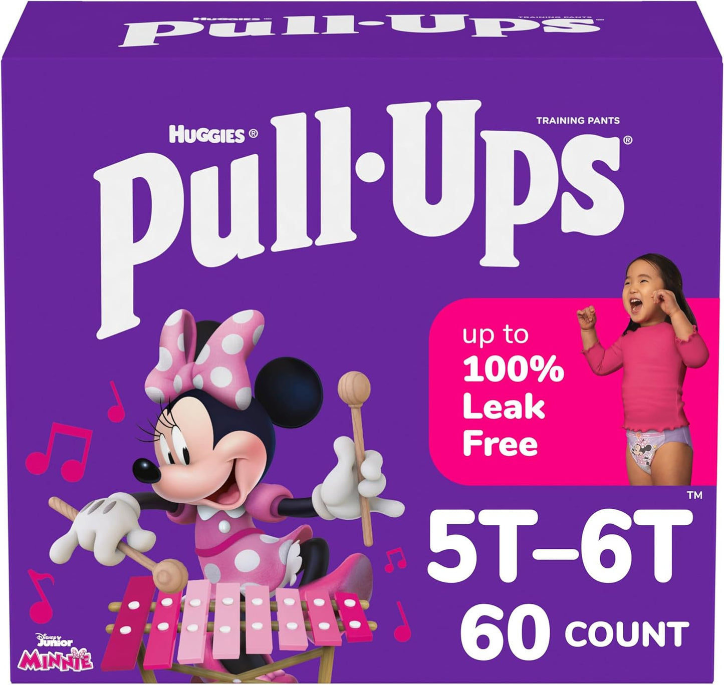 Pull-Ups Girls' Potty Training Pants, Size 5T-6T Training Underwear (46+ lbs), 60 Count