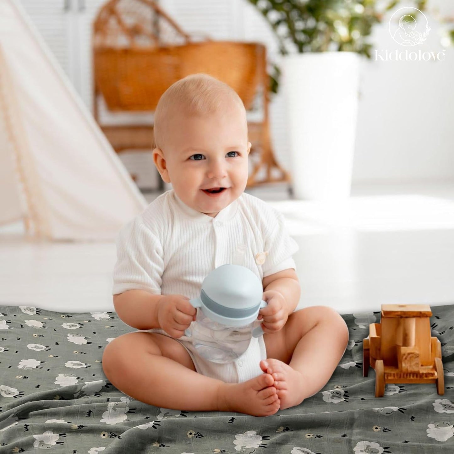 Muslin Swaddle Blankets for Newborn – 3 Pack Large 47"x47" Receiving Blankets – Soft, Breathable & Gentle – Unisex Little Farm