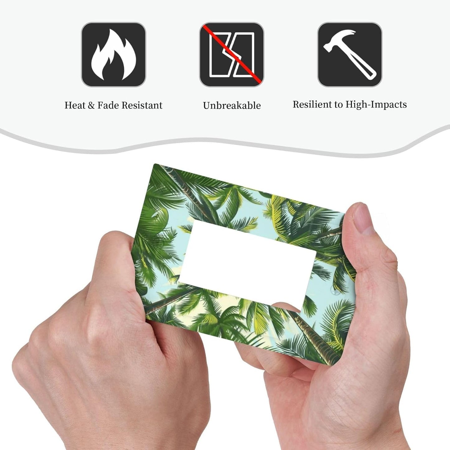 Summer Sky Coconut Palms Trees Green Plants Leaf Decorative Outlet Covers 1 Gang Single Rocker Light Switch Cover Plate Wall Plates GFCI Faceplate for Bed Room Living Room Decor