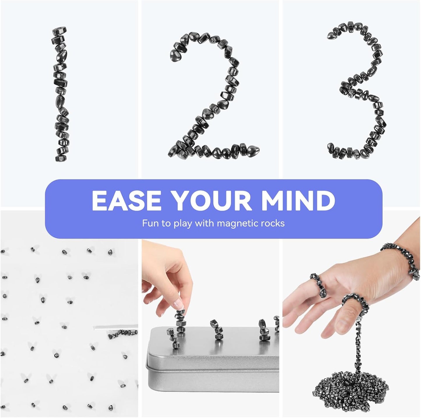 Magnetic Balls Fidget Toys Adults 600 PCS Mini Magnetic with Four Big Magnetic Putty Desk Toys,Fidget Toys for Adults, Office Desk Toys（Black）