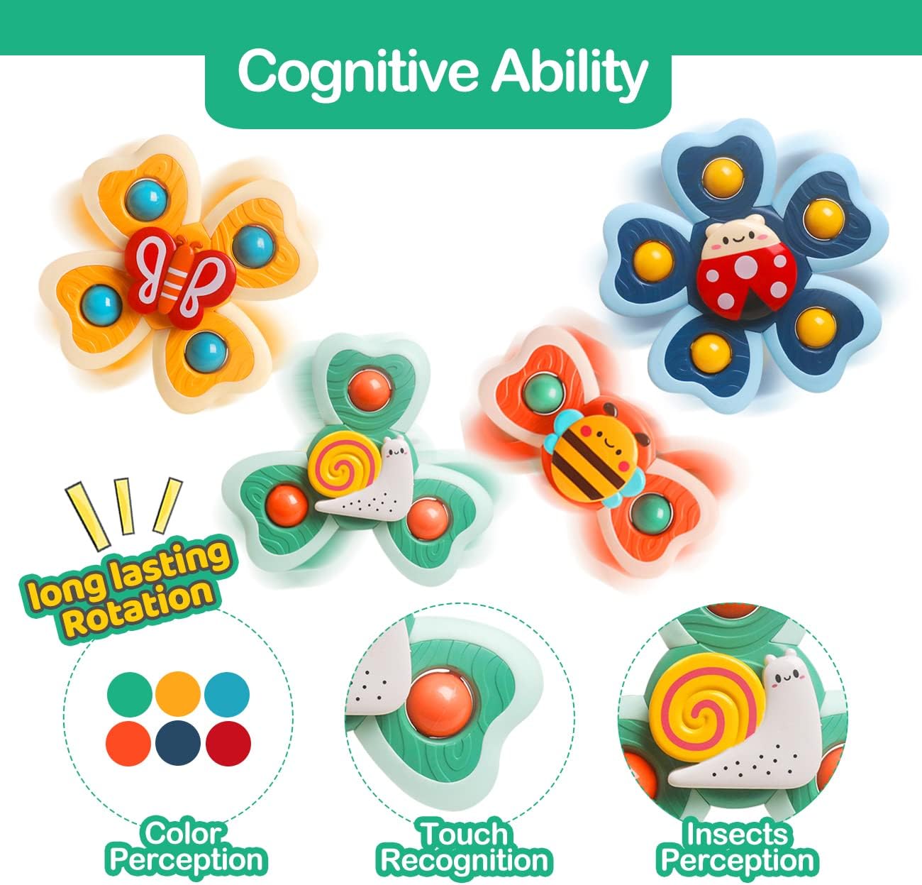 Sensory Suction Cup Toys for 1 Year Old Boys Girls Baby Simple Dimple Fidget Spinner Toys 2-4,6-12,12-18 Months Toddlers Baby Bath Travel Toys for Easter Birthday