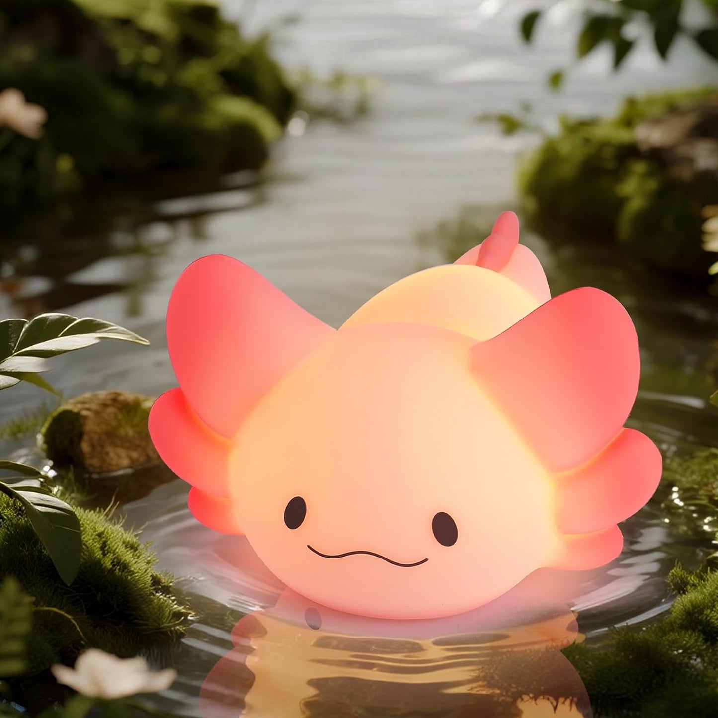 LOVERUIS Cute Night Light for Kids Axolotl Night-Light Baby Girl Squishy NightLight 1/3 Hour Timer Kitty Light Dimmable Nursery Lamp Colorful Nightlight Gift for Kid Toddler Kawaii Bedroom