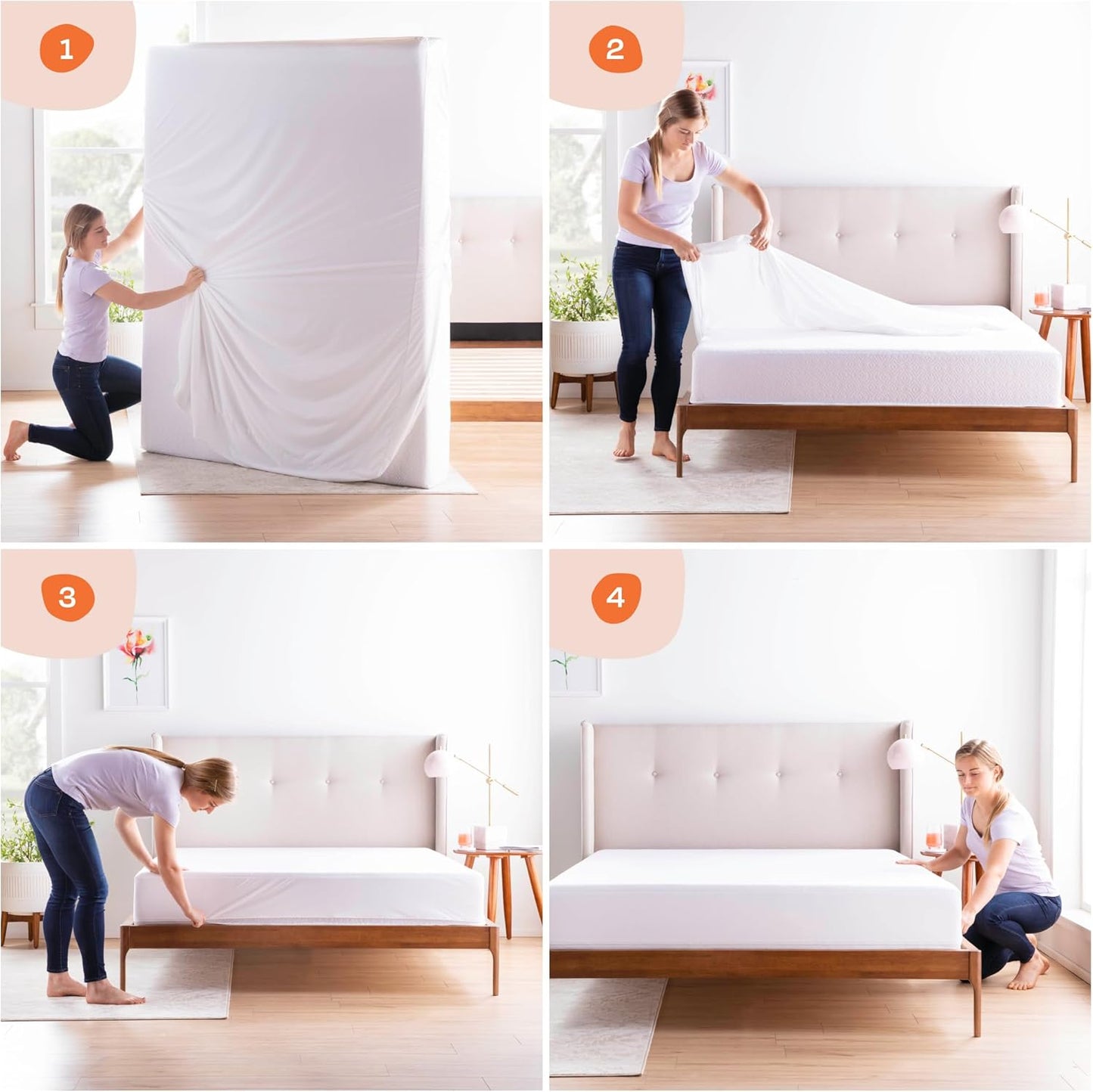 Linenspa Zippered Mattress Encasement – Full Size Waterproof Mattress Protector – Quiet Cover & Complete protection – Dorm Room Essentials, White