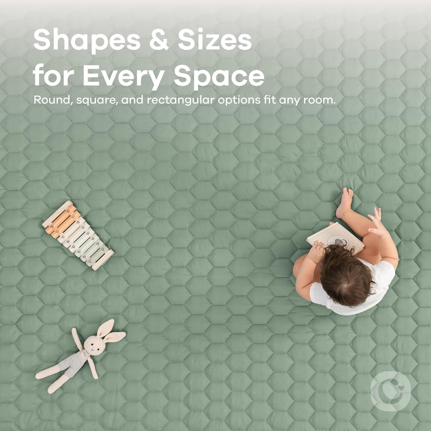 Comfy Cubs Rectangle Kids Play Mat - Small 36 x 60 inches Soft Quilted Baby Floor Mat with Non-Slip Bottom - Plush Design for Toddlers' Playtime and Relaxation - Comfortable and Durable - Fern