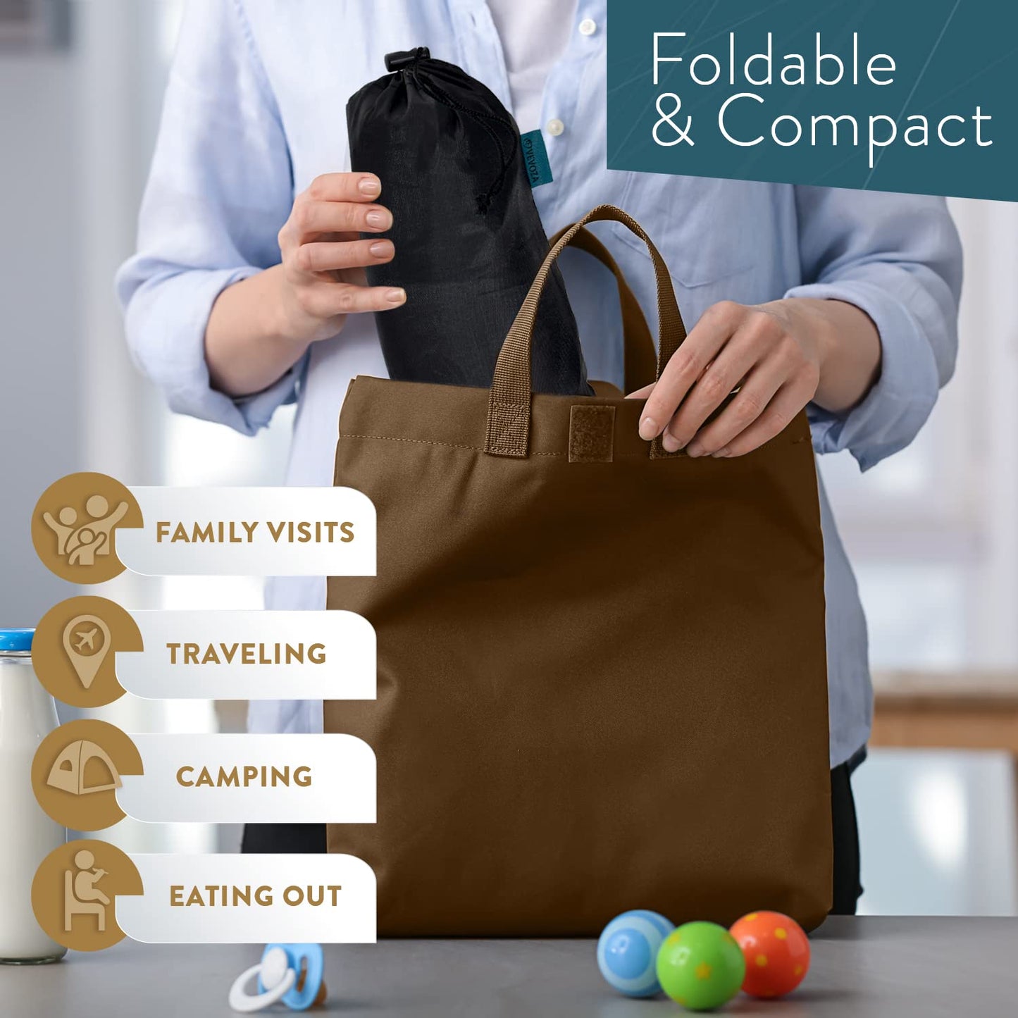 Baby Portable High Chair for Travel | Essential Travel Highchair | Baby Chair Harness