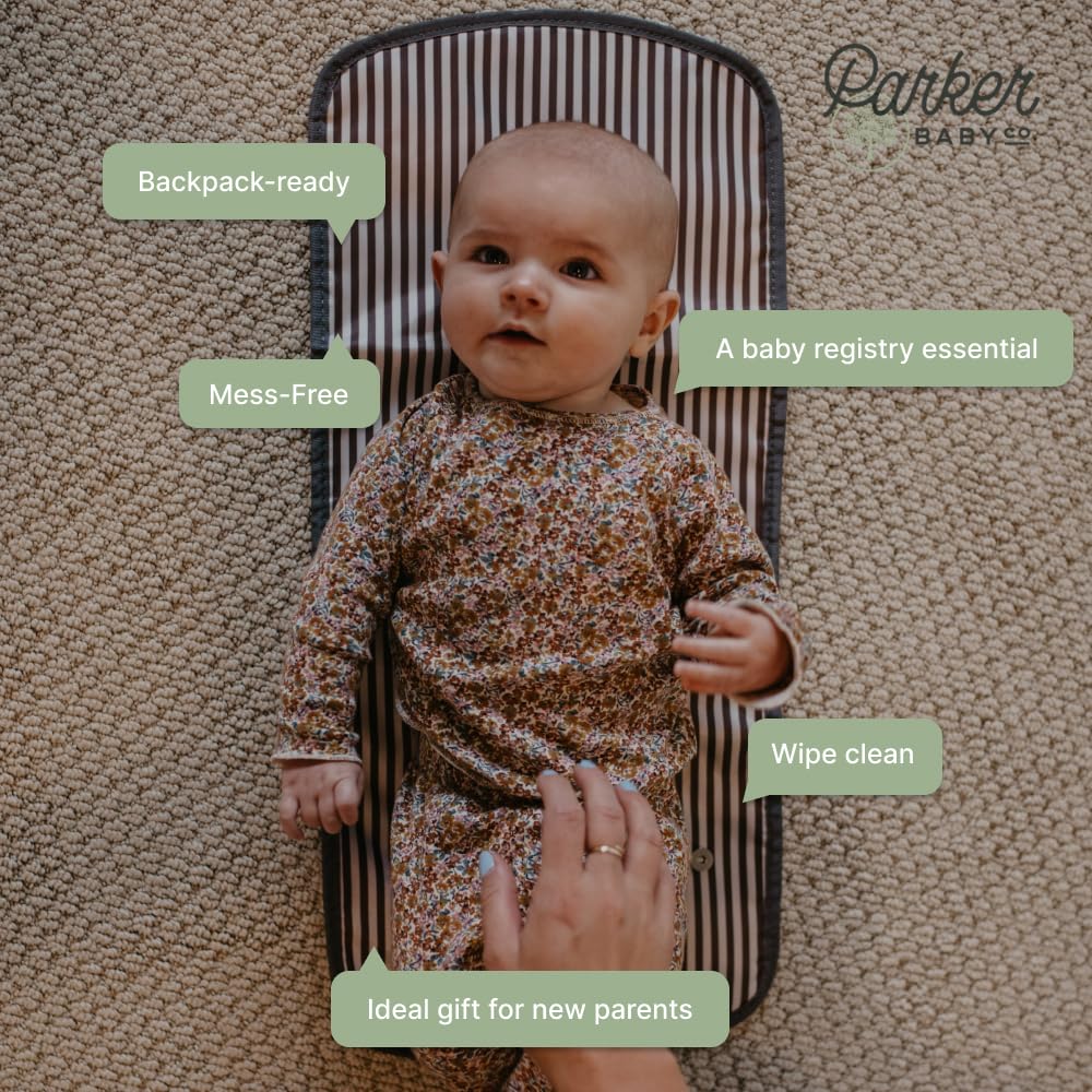 Parker Baby Portable Changing Pad for Diapers | Large & Travel-Friendly Baby Diapers Changing Pad | Leak Free & Washable | Foldable Diaper Mat for Nursery | Padded for Extra Comfort | For All Surfaces