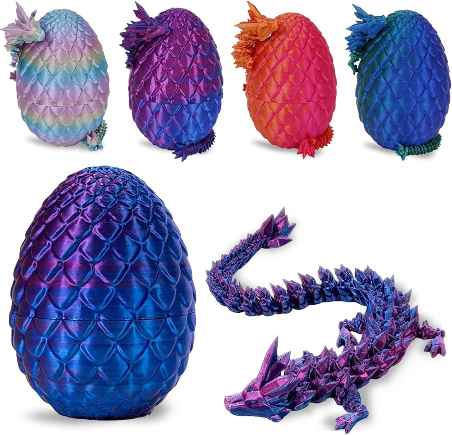 Easter Eggs Gifts for Kids, 3D Printed Dragon in Egg Easter Basket Stuffers Easter Toys for Kids Crystal Dragon Fidget Toys Prefilled Easter Eggs