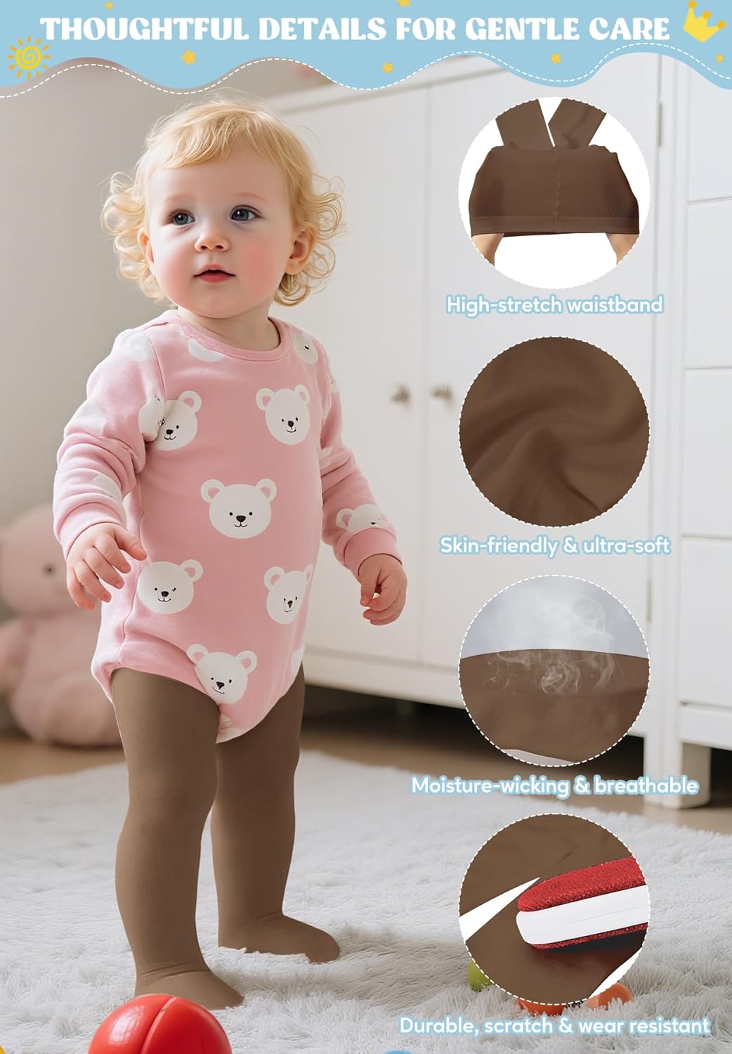 Ultra Soft Toddler Ballet Tights for Girls - Footed Dance Tights Colorful Baby Girls Leggings for Daily Party Halloween 1-6T