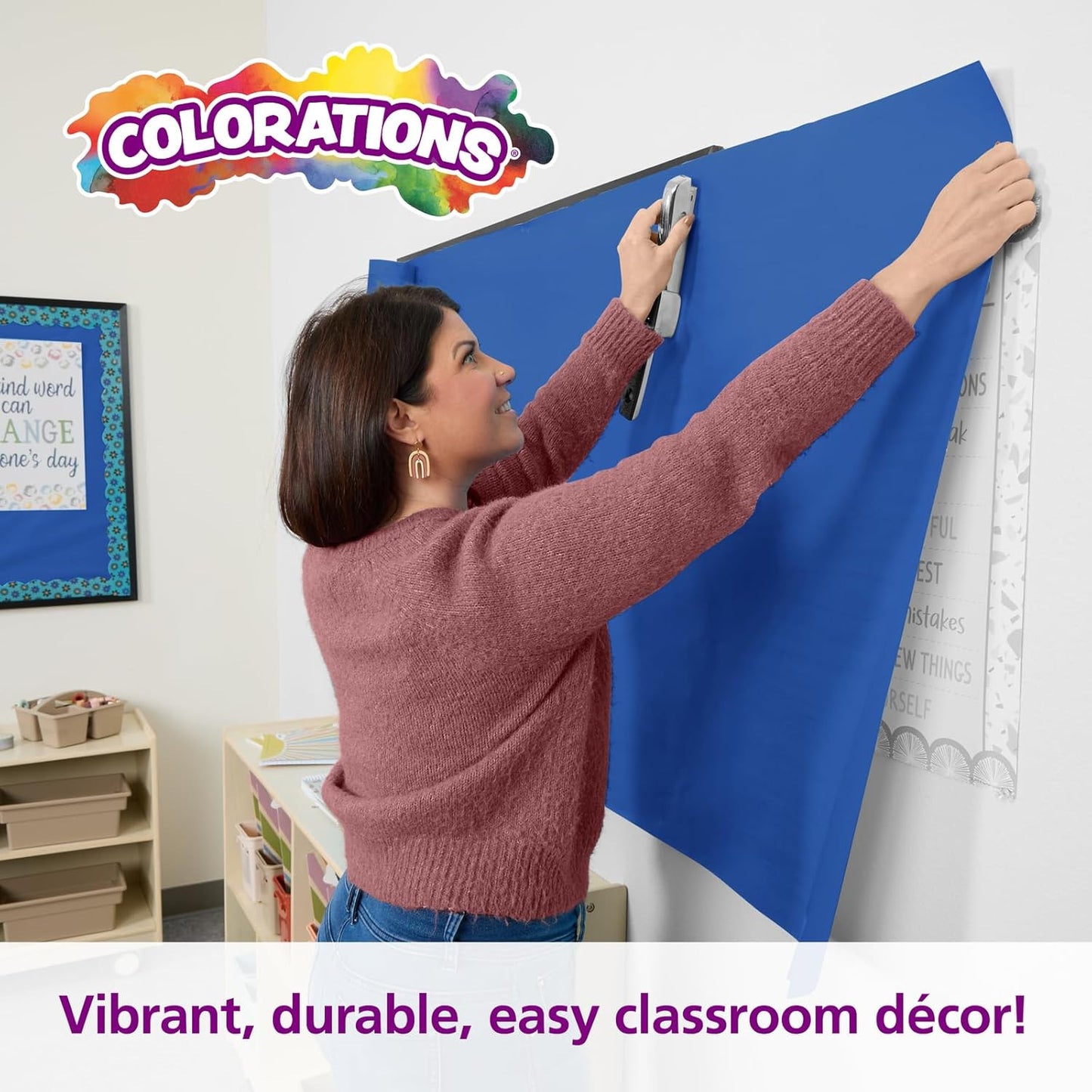 Colorations Arts and Crafts Paper Roll - 36" x 1000', Royal Blue, Dual Surface, Markers, Finger Paints, Painting, Watercolors, Acrylic Paints, Wall Art, Bulletin Board Paper, Kids Crafts (Item # DSRB)