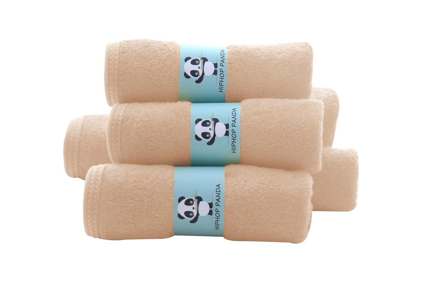 HIPHOP PANDA Baby Washcloths, Rayon Made from Bamboo - 2 Layer Ultra Soft Absorbent Newborn Bath Face Towel - Reusable Baby Wipes for Delicate Skin - Brown, 6 Pack