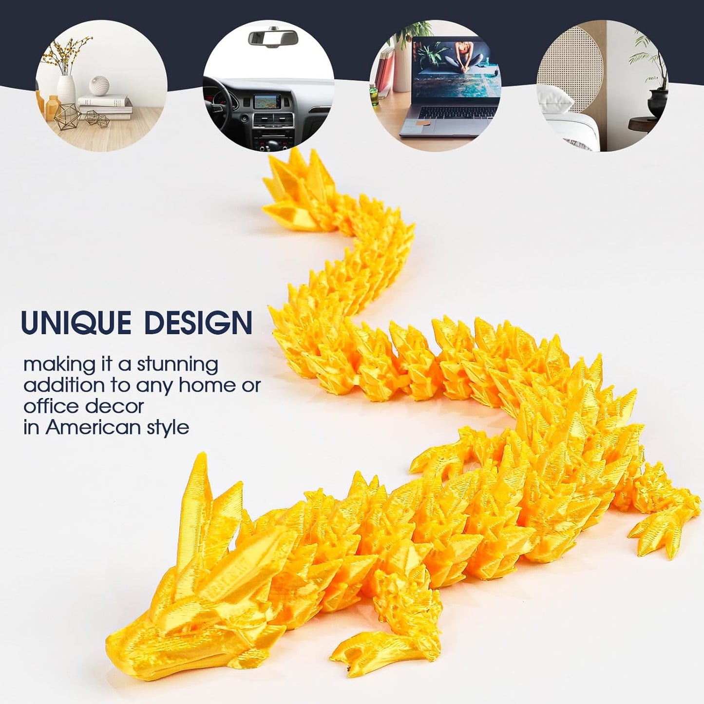 3D Printed Dragon Egg with Dragon Inside,12 Inch 3D Printed Dragon Egg Fidget Toy，Home Office Decor Executive Desk Toys for Autism/ADHD (Laser Yellow Green)