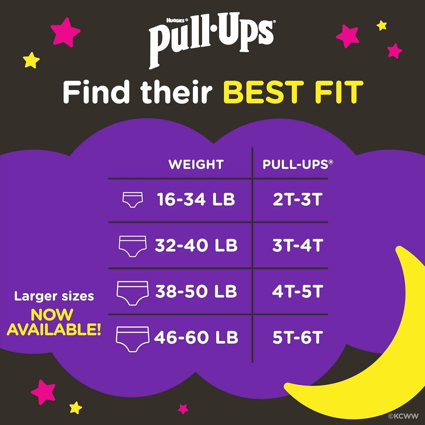 Pull-Ups Girls' Night-Time Potty Training Pants, Size 3T-4T Overnight Training Underwear (32-40 lbs), 72 Ct