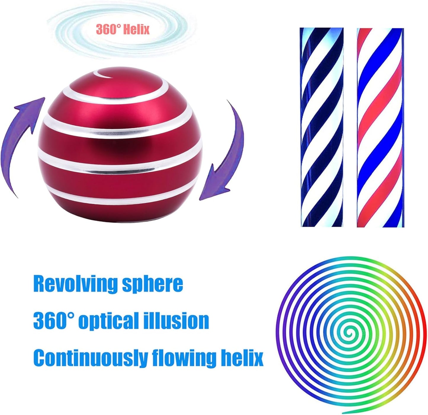 Desk-Toys for Fidget Kinetic-Cool-Gadgets: Cool-Stuff for Kid Children Teen Adult, Optical-Illusion Toy for Office School Home Women Men Christmas Stress-Relief-Gifts 180 Seconds Spinning