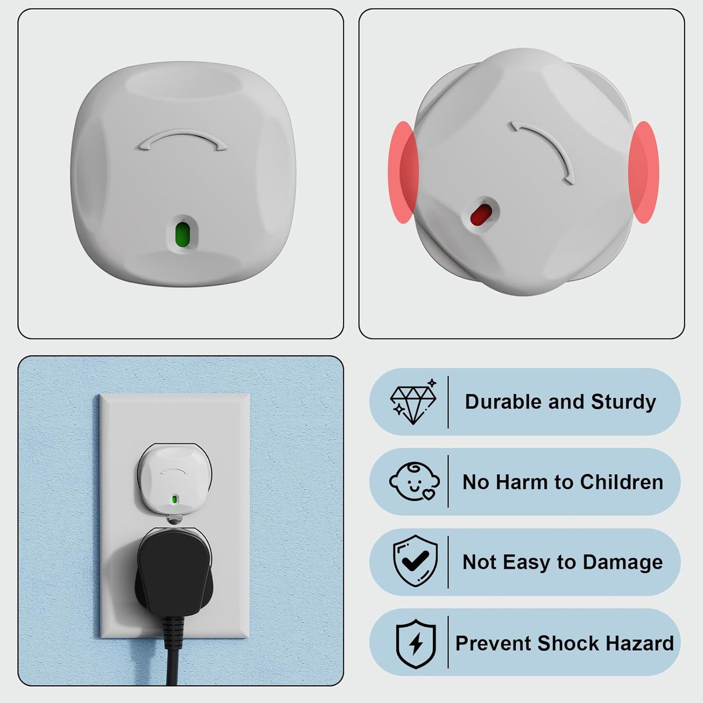 Outlet Covers Baby Proofing, 40 Pack Plug Covers for Electrical Outlets, Outlet Plug Covers to Prevent Power Shock Safety, for US 3-Prong, Plug Protectors for Home, Office, White