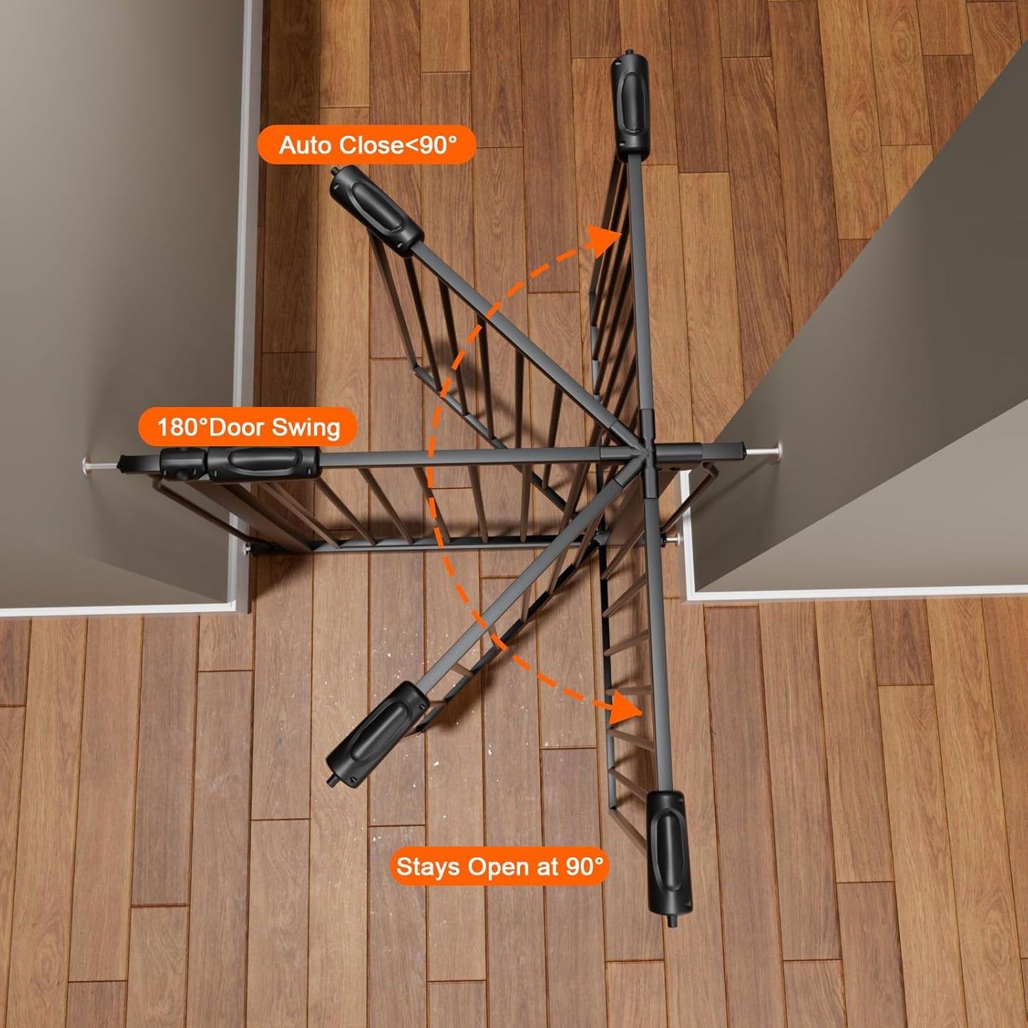 HOOEN Wide Baby Gates for Doorway Stairs 30" Tall 38.5-43.5 Inch Wide Indoor Child Gate for Kid or Pet Dogs Walk Through Pressure Mounted Baby Dog Gate
