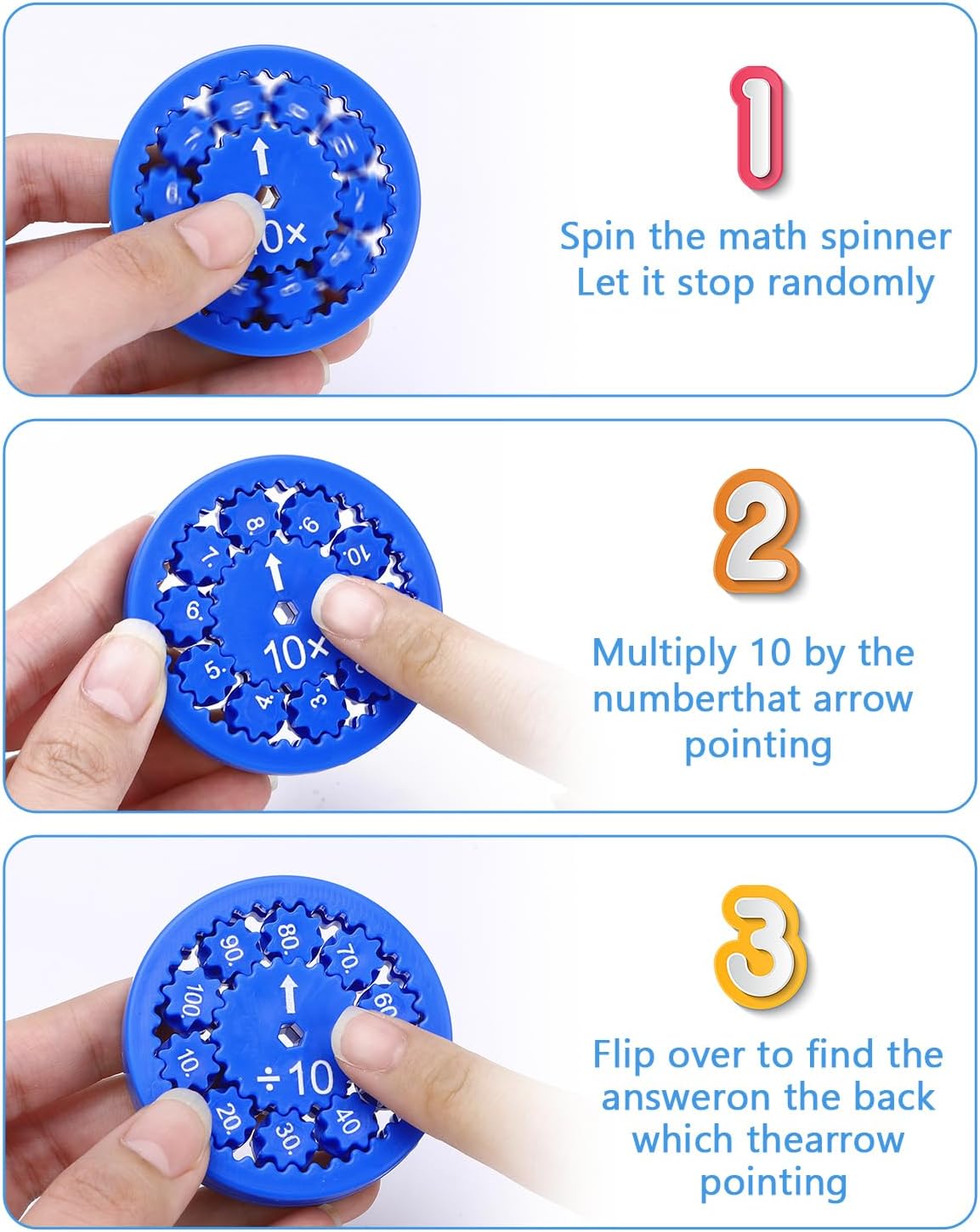 Math Fidget Spinners, Math Fact Fidget Spinners, Fun Early Education Math Fidget Spinner Game, Fidget Learning Game Toy (Addition and Subtraction)