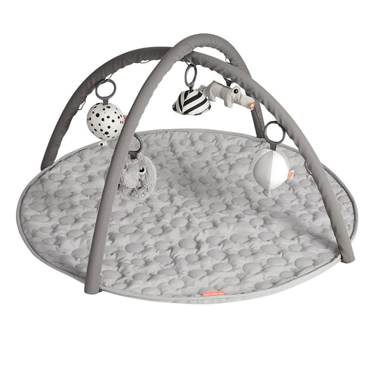 Done by Deer Activity Play Mat Deer Friends Grey - Baby Play Mat with 5 Toys for Sensory Stimulation and Early Development - Hang The Toys in 13 Different Positions on The Arches