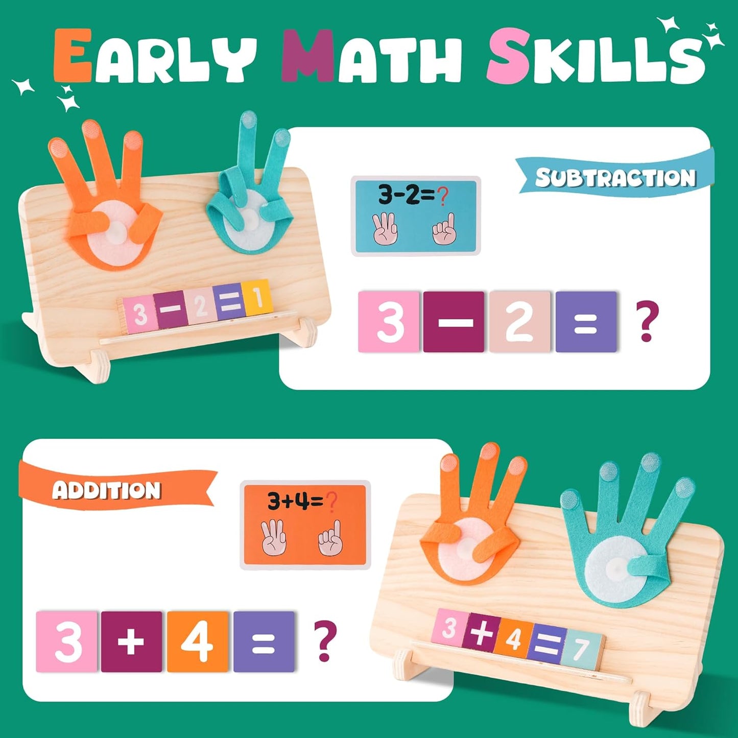 Hirger Preschool Learning Toys for Toddlers 2-4, Educational Math Manipulatives Number Counting Blocks for Kids, Montessori Toy for Boys Girls Age 2+ Birthday Gifts