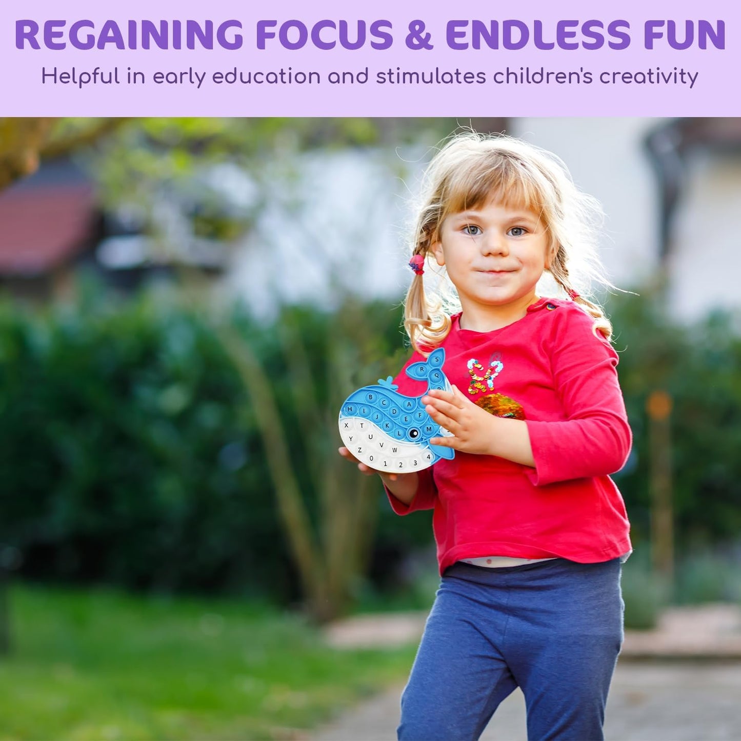 Marine Pop Fidget Toys Set with ABCs, Silicone Rainbow Dinosaur Popper Fidget Set for Children, Sensory Squeeze Toys Stress Reliever Tool for Kids Adult ADHD 3 Pack, Whale, Turtle and Clownfish