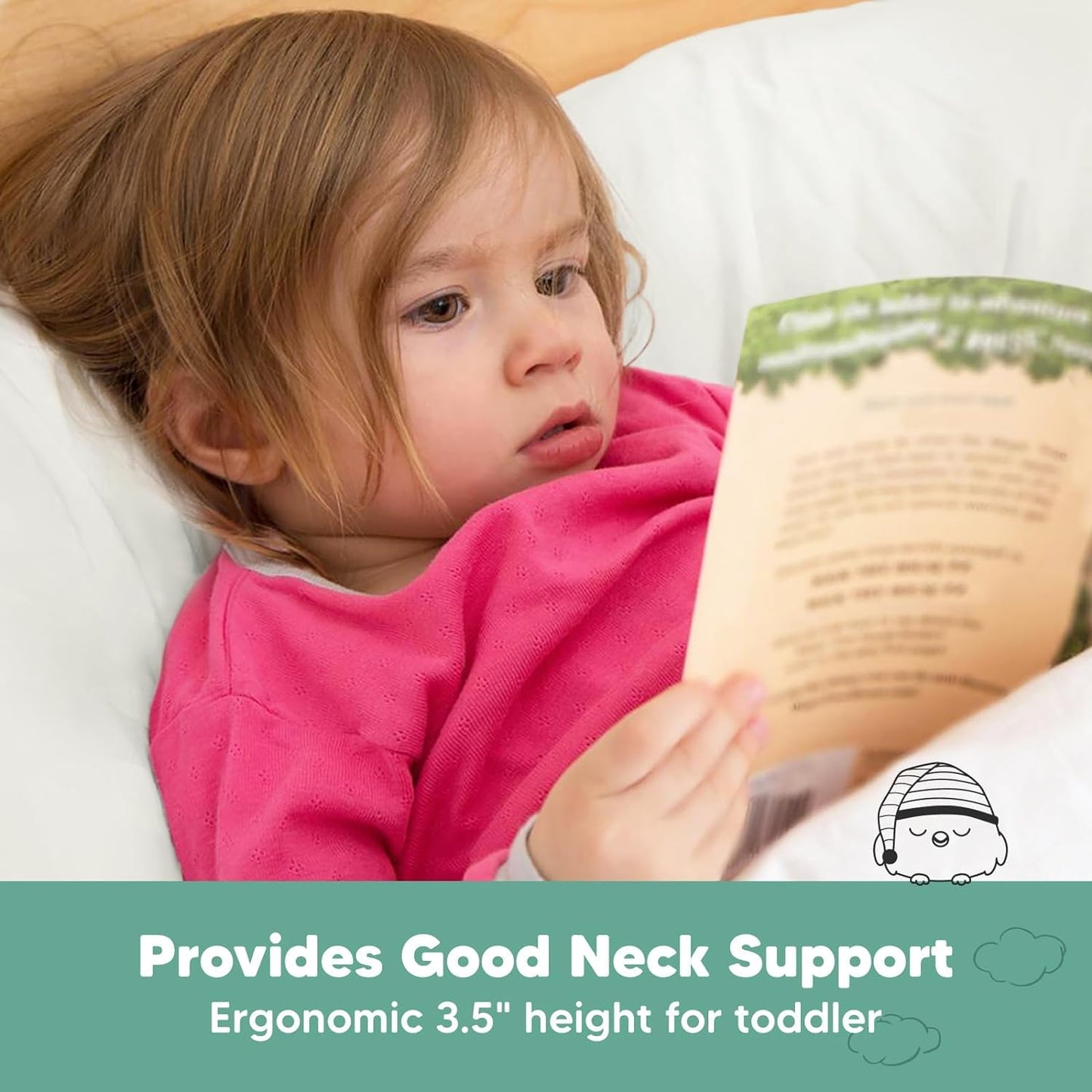 KeaBabies Toddler Pillow with Pillowcase, Jumbo 14X20 - Soft Organic Cotton Toddler Pillows for Sleeping - Machine Washable - Perfect for Travel, Toddler Bed Set (Pearl Gray)