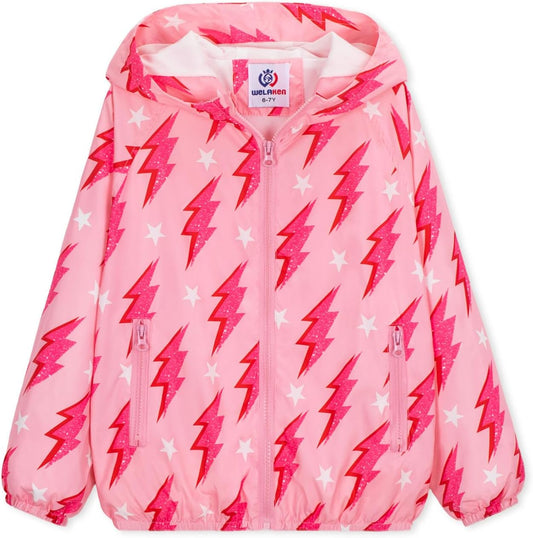 WELAKEN Lightweight Jacket for Girls Kids & Toddler II Girls' Print Water-Resistant Jacket