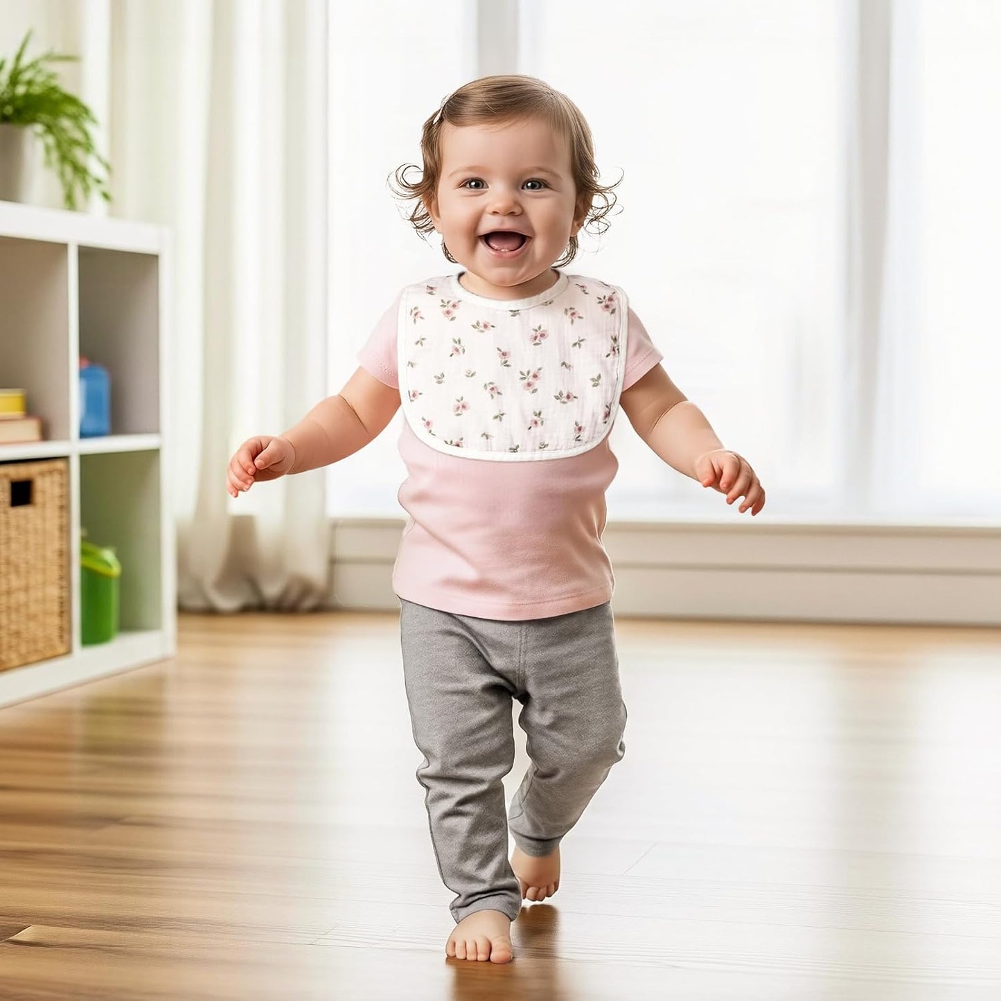 6-Pack Muslin Baby Bibs for Unisex Boys Girls, Cotton Baby Drool Bibs, Drooling and Teething Bibs for Infant