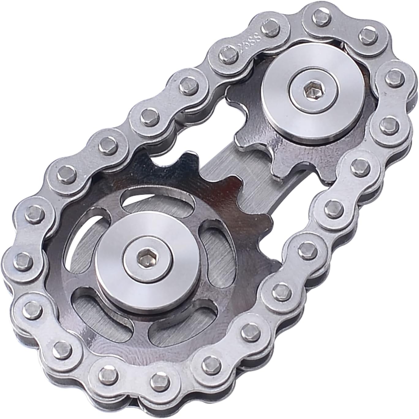 Chain Gear Fidget Spinner, Metal Sprocket Chain Fidget Toy, Stress Anxiety Relief Fidget Toy, Bike Chain Gears Novelty Toy,Metal EDC for Anxiety Relieve Boredom ADHD Autism (Dark Grey)