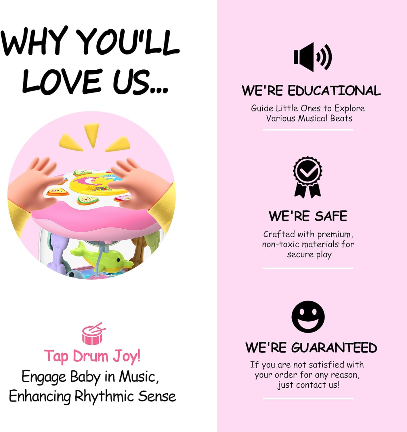 Baby Girl Toys 12 Months, Musical Rotating Light Up Infant Toys Tummy Time for Infant 12-18 Months, Crawling Learning Toys Birthday Gifts for Baby 1 2 3 Years Old